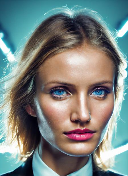 analog style, modelshoot style, portrait of sks woman in tuxedo, (perfect eyes), energetic and colorful streams of light (photo, studio lighting, hard light, sony a7, 50 mm, matte skin, pores, concept art, colors, hyperdetailed), with professional color grading, soft shadows, bright colors, daylight, <lora:locon_cameron_v1_from_v1_64_32:1.3>