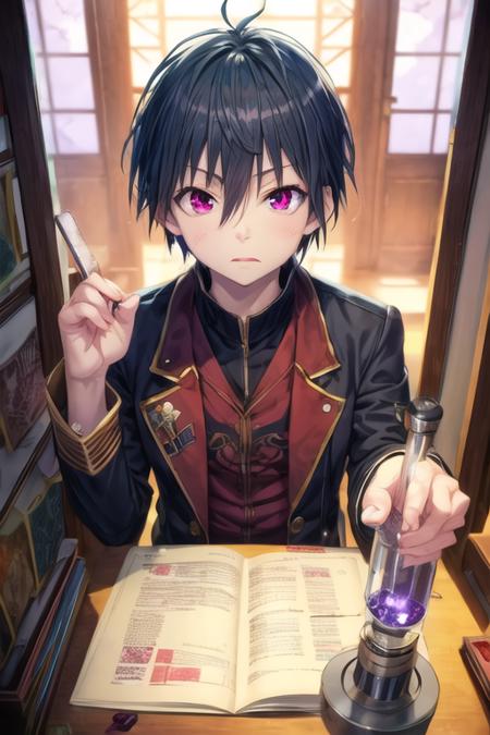 arata_kasuga black hair purple eyes