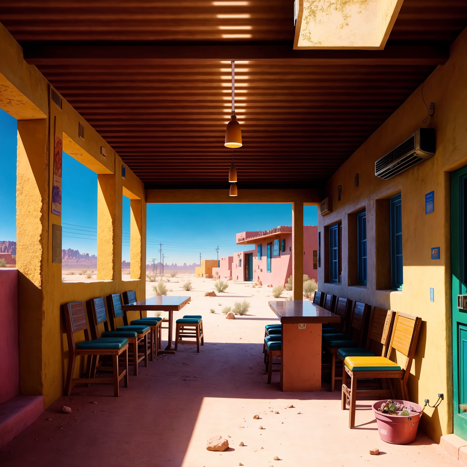 small desert town cantina in northern mexico (SouthOfTheBorderSD15:0.8)
(masterpiece:1.1) (best quality) (detailed) (intri...
