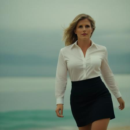 cinematic film still of a woman in a white shirt and black skirt retro style  Cinematic Film Style
 <lora:Cory Chase:1> Cory Chase
 <lora:Cinematic Film:1>, shallow depth of field, vignette, highly detailed, high budget, bokeh, cinemascope, moody, epic, gorgeous, film grain, grainy