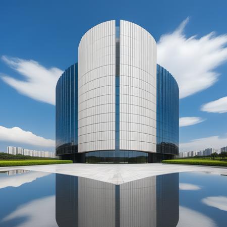 (masterpiece), best quality,8K,zsyixing,building,
no humans, outdoors,
scenery, concrete, cloud, glass, reflection, day, blue sky,<lora:ZSprofiledV1.0:0.5>