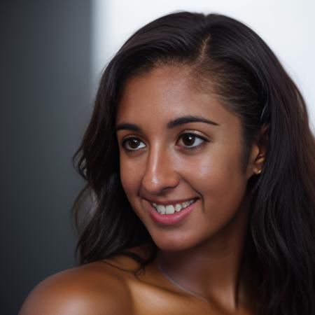 <lora:brblkrks:.4>, brblkrks,  dark-skinned male, dark skin, hetero, 1boy, 1girl, very dark skin, brown hair, artist name, teeth, freckles, parted lips, smile, ,
22 year old,  
perfect skin perfect face ,
 European   supermodel , 
pretty, Petite body type , 
4k ,
RAW photo, subject, 8k uhd,  soft lighting, high quality, film grain,  ,
photo realistic,