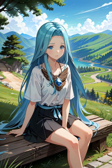 GFLyria, 1girl, blue hair, long hair, blue eyes