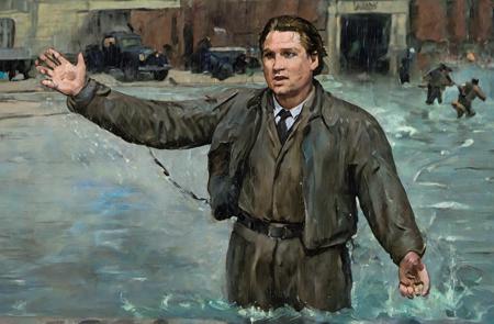 m4n3t,
Andy Dufresne stands in the pouring rain, arms outstretched, after escaping through the sewage pipe to freedom. 