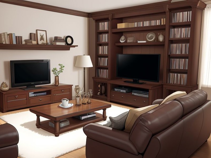 Livingroom, sofa, coffee table, television, bookshelf, modern style