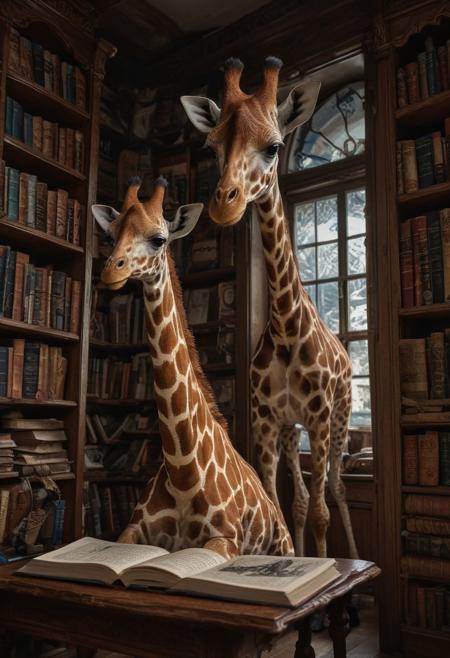 Photograph of ((A dreaded latenight visitation from the terrifying Giraffe of Misfortune leaves Betty and Carl searching occult books to find ways to break the curse!!))
(The Giraffe of Misfortune! emblem))
BREAK
,((uhd, 8k photograph taken with Sony A7R III, 1/30sec at f/5.6, ISO 20,000, 12-24mm f/4 at 12mm, experimental angles, experimental lighting, contrasting shadows, perfect composition, idyllic photograph, full-length photograph))
ng_deepnegative_v1_75t, epiCRealism, Ellis-RealismBoost