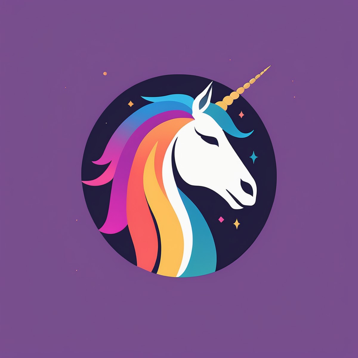A colorful logo, of a unicorn, minimalist color,  LogoRedAF, <lora:LogoRedmond_LogoRedAF:1>