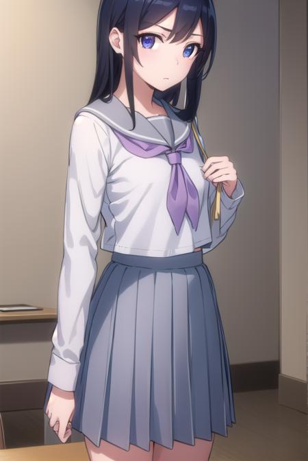 ayasearagaki, <lora:ayase aragaki s2-lora-nochekaiser:1>,
ayase aragaki, long hair, blue eyes, black hair, hair between eyes,
BREAK skirt, school uniform, serafuku, shirt, white shirt, grey sailor collar, grey skirt, pleated skirt, neckerchief, pink neckerchief,
BREAK indoors, classroom,
BREAK looking at viewer, (cowboy shot:1.5),
BREAK <lyco:GoodHands-beta2:1>, (masterpiece:1.2), best quality, high resolution, unity 8k wallpaper, (illustration:0.8), (beautiful detailed eyes:1.6), extremely detailed face, perfect lighting, extremely detailed CG, (perfect hands, perfect anatomy),