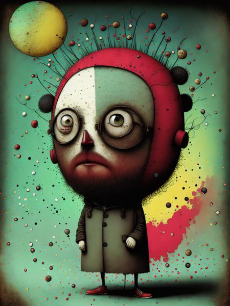 <lora:GabrielPacheco:1>something in the way, colorful, punk, happy, upbeat, don hertzfeldt, Hieronymus Bosch, Gabriel Pacheco