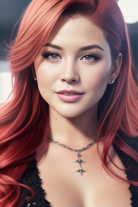 photo of   reneeolstead-2400, a woman as a movie star, red hair, modelshoot style, (extremely detailed CG unity 8k wallpaper), Intricate, High Detail, Sharp focus, smiling, photorealistic painting art by midjourney and greg rutkowski , (waist chain), ((fashion show)), ((walking down the runway)), ((paparazzi in the background)), (looking at viewer), (detailed pupils:1.2), (elegant carbon steel dress:1.3) brightly lit,, clare as a hot yakuza girl with tatoos. 3d illustration concept art by akihiko yoshida and gil elvgren, detail portrait, technicolor anime background, sharp focus, detailed face, detailed eyes, hyper realistic,