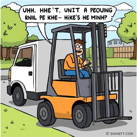 humor comic forklift truck accident