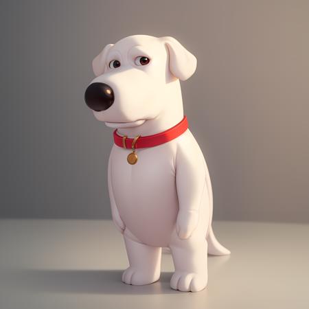 ((masterpiece, best quality)),(complex light), solo,  full body, Brian griffin, <lora:TheGooder_Brian_Griffin1-10:0.6>,round eye, dog, standing, red collar, simple background, looking at viewer,