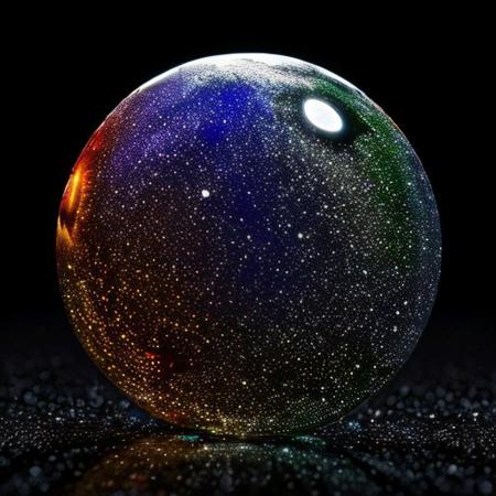breathtaking, hdr, hundreds of  rainbow gLASs maRBLES solar system, highly detailed, black background, high resolution