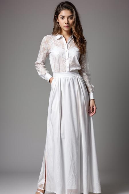 1woman, beautiful, alluring, cute face, detailed face, detailed, masterpiece, full body shot
<lora:Shirt and Long Skirt By Stable Yogi:0.3> Shirt and long skirt dress white
<lora:DETAIL_SLIDER_BY_STABLE_YOGI:0.8>