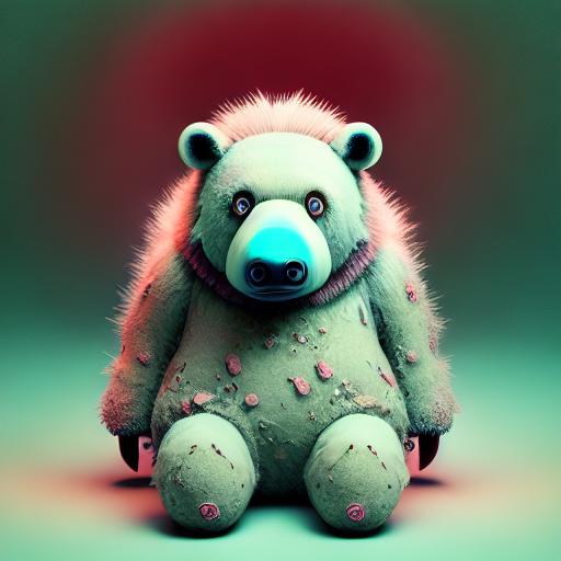 Centered View Of 3d Fluffy cursed teddy bear!! Complex 3d Render Of A ...