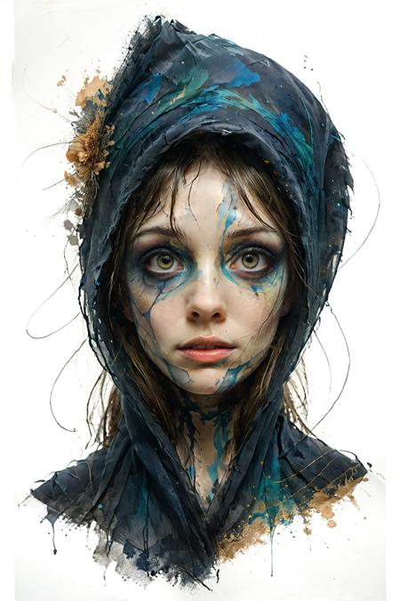 mysterious silhouette woman with veil, by Minjae Lee, Carne Griffiths, Emily Kell, Steve McCurry, Geoffroy Thoorens, Aaron Horkey, Jordan Grimmer, Greg Rutkowski, amazing depth, double exposure, surreal, geometric patterns, intricately detailed, bokeh,  perfect balanced, deep fine borders, artistic photorealism , smooth,  great masterwork by head of prompt engineering   <lora:add-detail-xl:2>  <lora:Double_Exposure:0.5> <lora:xl_shuimo:0.8> ink wash painting <lora:Cute_Drawing:0.6>  <lora:hyperkraximalism_v1-1:0.3>