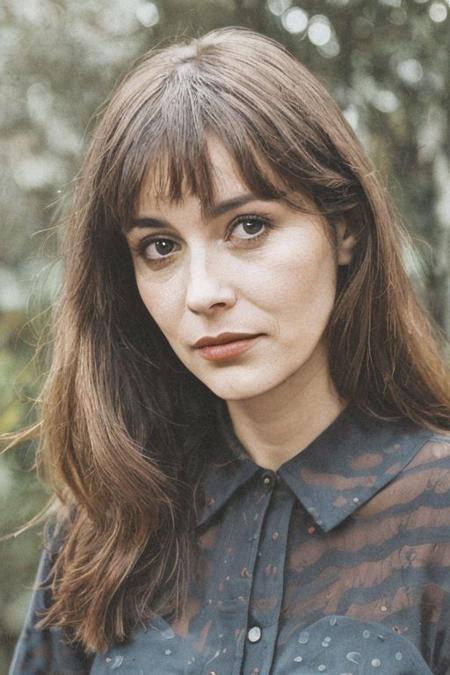 painting of a middle aged librarian, brown hair, brown eyes, long hair, captured in close-up, instant film's vintage, grainy texture. ral-dissolve  P4RRY