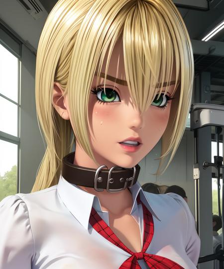 Tsukasa,blonde hair,green eyes,
white school uniform,collar,
upper body,standing,
school gym,deim lighting,
(insanely detailed, beautiful detailed face, masterpiece, best quality),solo,<lora:Tsukasa:0.8>,