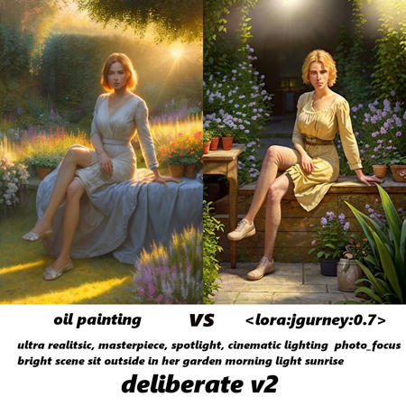 ultra realitsic, masterpiece, spotlight, cinematic lighting photo_focus  bright scene sit outside in her garden morning light sunrise  <lora:jgurney-000010:0.7>