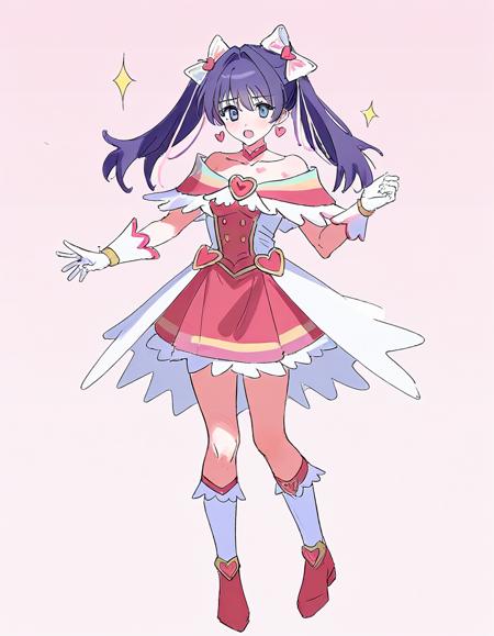 magical girl heart brooch purple hair twintails