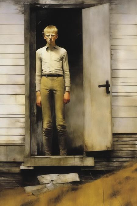 <lora:Andrew Wyeth Style:1>Andrew Wyeth Style - contemporary mental issues in style of Andrew Wyeth