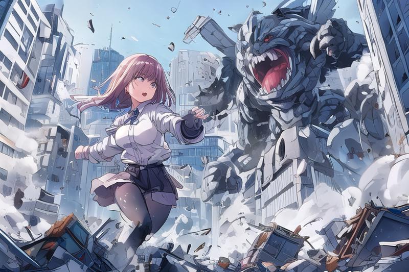 battle in city image by Yumakono
