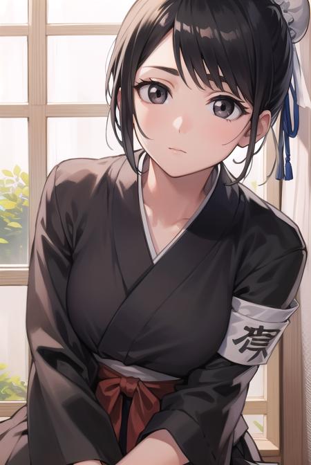 momohinamori, <lyco:momohinamori-lyco-nochekaiser:1>,
momo hinamori, black hair, hair bun, single hair bun, bun cover, short hair, (black eyes:1.5), (swept bangs:1.5),
BREAK japanese clothes, armband, black hakama, long sleeves,
BREAK looking at viewer, full body,
BREAK outdoors,
BREAK <lyco:GoodHands-beta2:1>, (masterpiece:1.2), best quality, high resolution, unity 8k wallpaper, (illustration:0.8), (beautiful detailed eyes:1.6), extremely detailed face, perfect lighting, extremely detailed CG, (perfect hands, perfect anatomy),