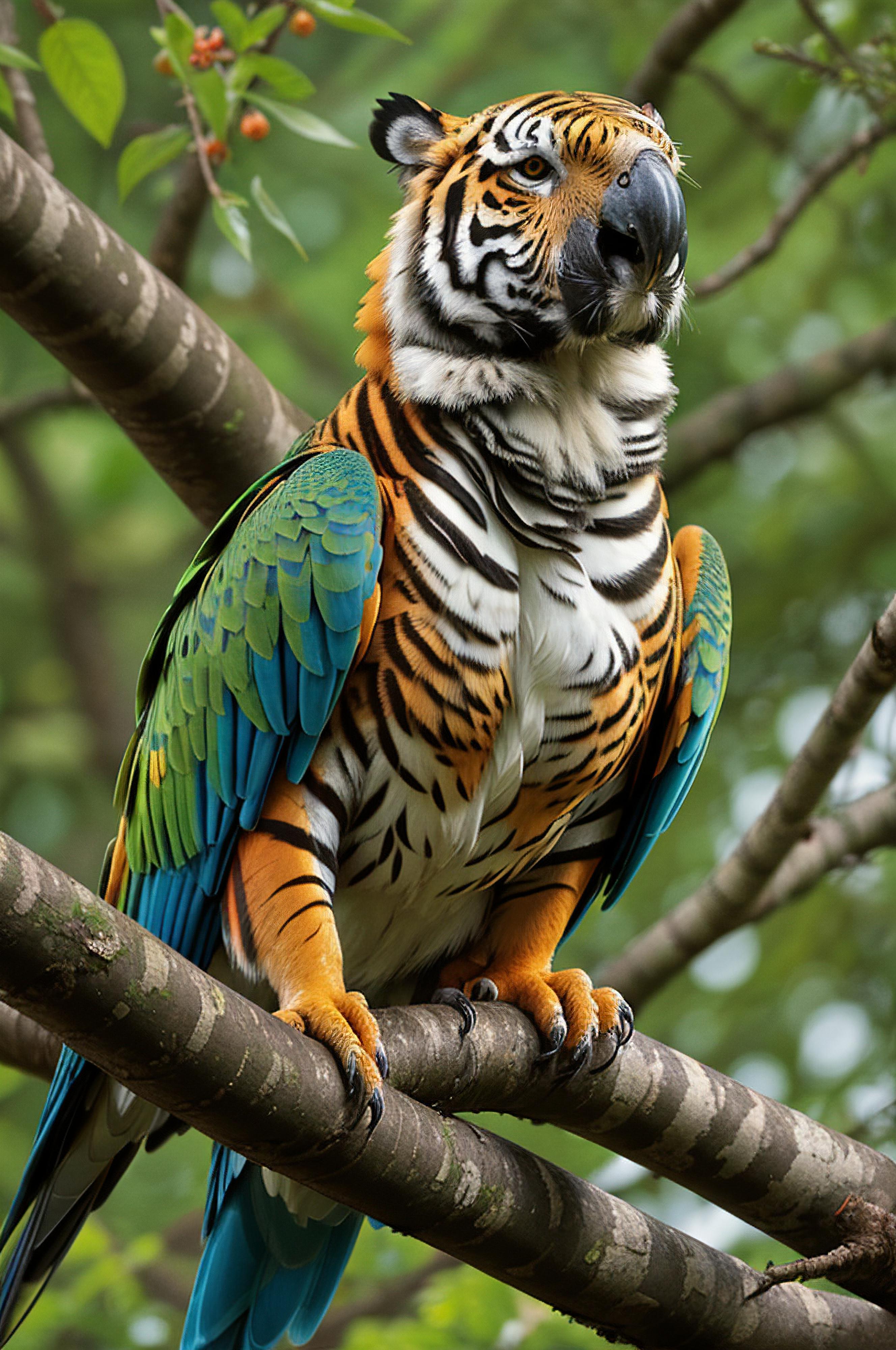 A bird perched on a branch with a blue wing.