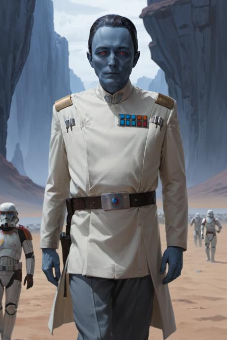 concept art thrawn wearing __clothes-man__ __verb-movement__, __(blue skin:1.2), verb-expression__ at __location__, full body shot, highly detailed environment <lora:Grand_Admiral_Thrawn_XL:0.8>. digital artwork by __artist-digital__, illustrative, painterly, matte painting, highly detailed