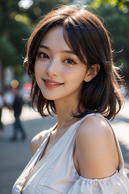 1girl, offshoulder, smile,best quality, masterpiece, ultra high res, photorealistic,