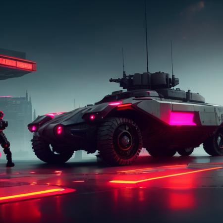 war tank, sports tank, futuristic, sci fi city, sports car, cyberpunk, futuristic lights, reflective lighting, highly detailed, artstation, high contrast, neon lights, hard light, cinematic, ultrarealistic, dramatic, ray tracing, unreal engine 5, octane render, hyper real, photo, 8k