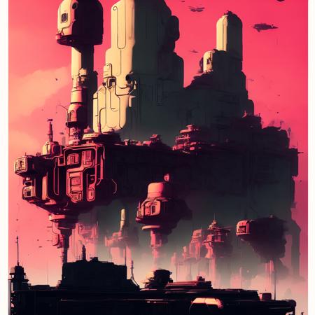 digital ink, sci fi DieselpunkCity, style by JovianSociety