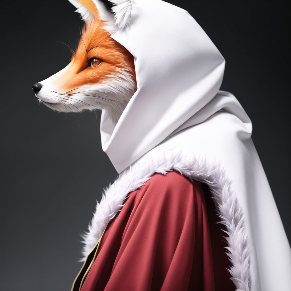 10s, androgynous, animal, animal on shoulder, cape, fox, japanese clothes, profile, upper body