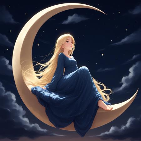 Sitting on crescent moon V1