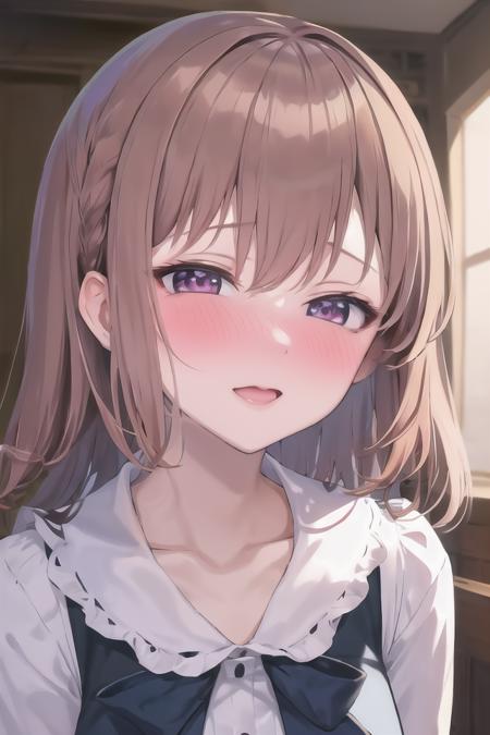 masterpiece, best quality, absurdres, extremely detailed, illustration, cute, perfect lighting, 1girl, solo, <lora:torogao_v5-000010:1.2>, full-face blush,