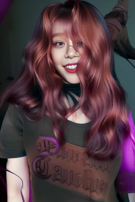 <lora:koreanDollLikeness_v10:0.7>
Iris: (a girl with curly red hair, kpop idol, cute, fashion model, 21-year-old)