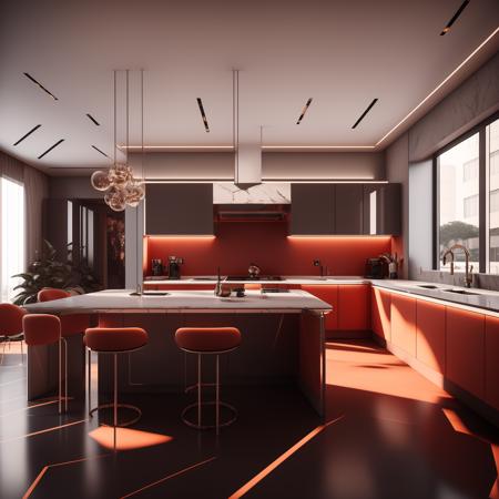 (masterpiece),(high quality), best quality, real,(realistic), super detailed, (full detail),(4k),8k,interior,kitchen,red <lora:XSarchitectural-36ChineseInteriorDecoration:1>