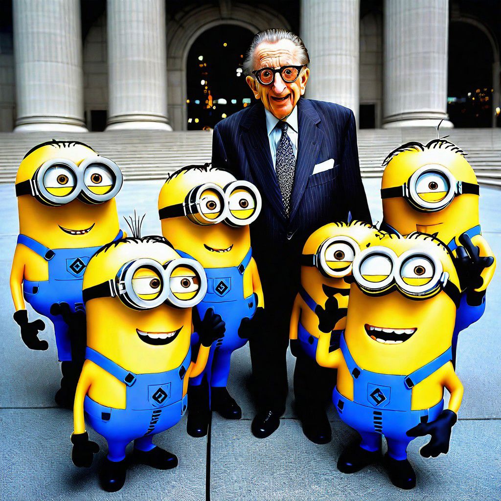Larry Silverstein with Despicable Me minions at the  World Trade Center
