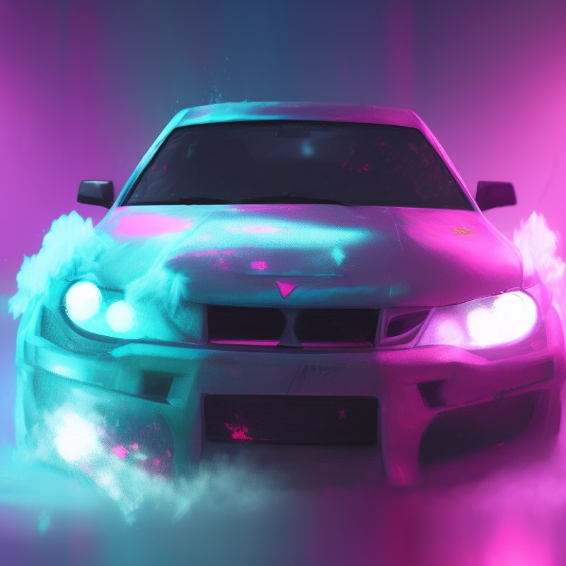 a photo of a blue lamb car with a bright light on it's hood and headlights on it's front, art by carstestv3