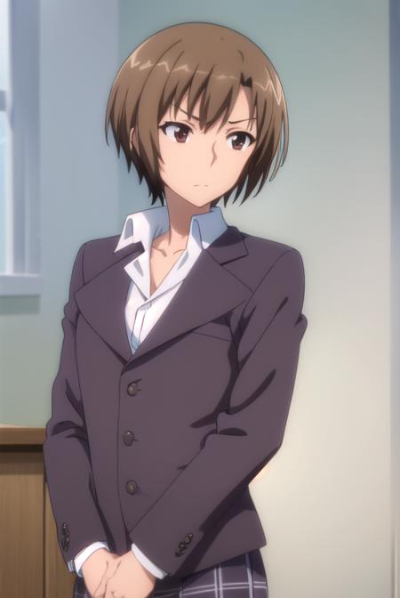 kensugisaki, <lora:ken sugisaki s2-lora-nochekaiser:1>,
ken sugisaki, short hair, brown hair, (brown eyes:1.5), male focus,
BREAK long sleeves, school uniform, jacket, pants, plaid, plaid pants, shirt, white shirt, collared shirt, brown jacket,
BREAK indoors, classroom,
BREAK looking at viewer, (cowboy shot:1.5),
BREAK <lyco:GoodHands-beta2:1>, (masterpiece:1.2), best quality, high resolution, unity 8k wallpaper, (illustration:0.8), (beautiful detailed eyes:1.6), extremely detailed face, perfect lighting, extremely detailed CG, (perfect hands, perfect anatomy),