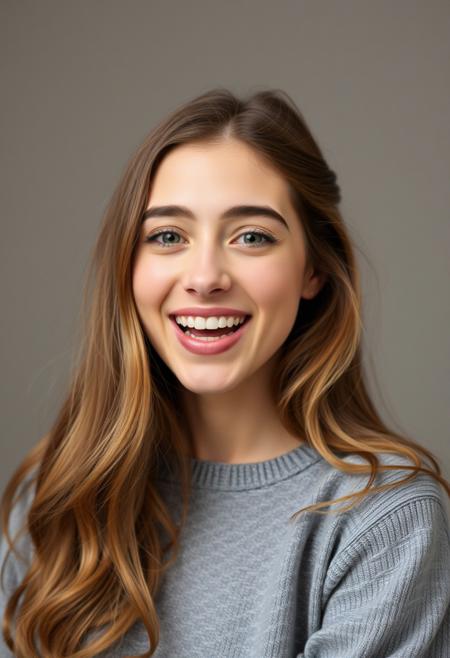 18yo lovely female delighted surprise, head shot