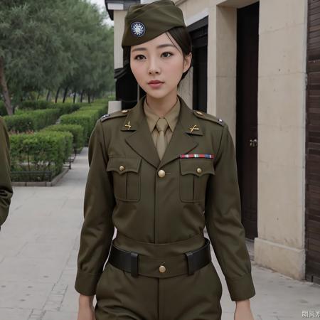 (KuomintangFemaleSpies), <lora:kuomintangfemalespies-000001:0.8>,<lora:taiwanDollLikeness_v10:0.1>, lady, beautiful, 8k, masterpiece, best quality,  perfect face, perfect eyes, in uniform, realistic, photorealistic, highres,gorgeous