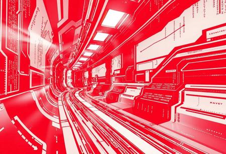 A brutalist MARATHON-like style wallpaper in red and white. Profesional looking with code and AI feel.