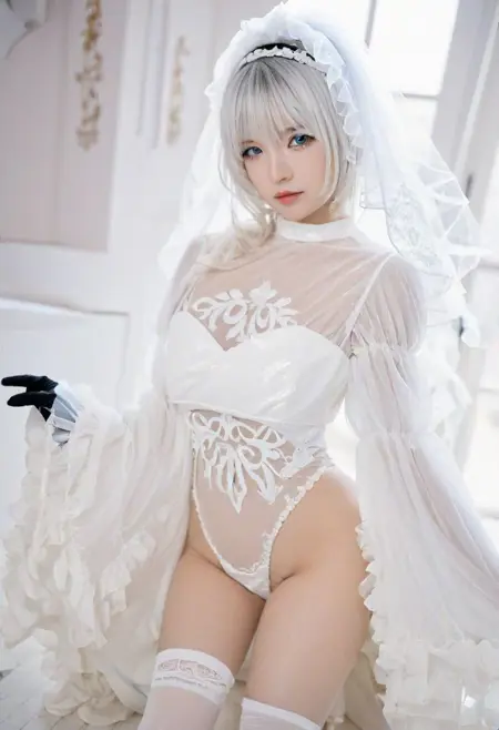[SDXL] Nier: Automata 2B White Wedding Dress Bride Cosplay (Realistic LoRA)