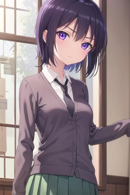 yozoramikazuki, <lora:yozora mikazuki s2-lora-nochekaiser:1>,
yozora mikazuki, short hair, black hair, (purple eyes:1.1), angry, frown,
BREAK shirt, school uniform, necktie, cardigan, black necktie, skirt, green skirt, pleated skirt,
BREAK indoors, classroom,
BREAK looking at viewer, (cowboy shot:1.5),
BREAK <lyco:GoodHands-beta2:1>, (masterpiece:1.2), best quality, high resolution, unity 8k wallpaper, (illustration:0.8), (beautiful detailed eyes:1.6), extremely detailed face, perfect lighting, extremely detailed CG, (perfect hands, perfect anatomy),