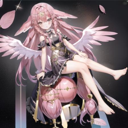 Amase Io angel feathers wings pink hair