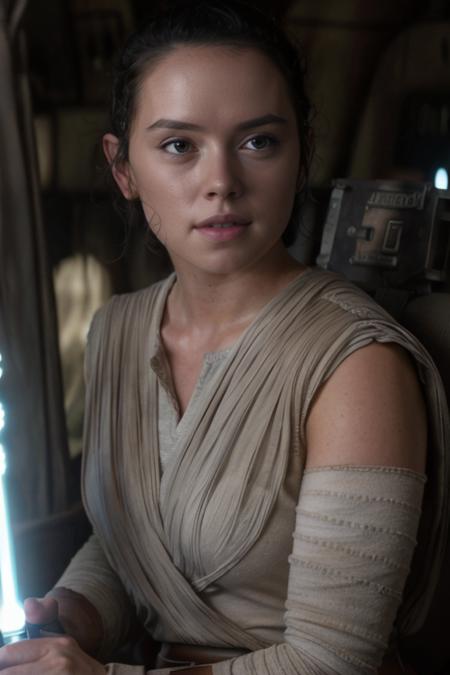 masterpiece, best quality, cinematic, volumetric lighting, very detailed, high resolution, sharp, sharp image, 4k, 8k, 35 mm,
<lora:Rey_StarWarsVII_DaisyRidley_smf_lora_v01:0.9>, 1girl, r3y5w7d4i5y-smf, solo, realistic, upper body, black hair, bandages, lips, parted lips, short hair, black eyes