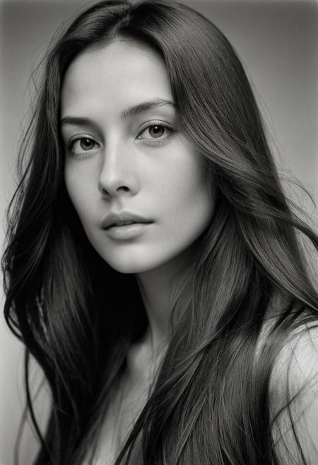 Extremely beautiful woman,very long hair, masterpiece,  1960s tyle portrait photograph by Richard Avedon, Rolleiflex medium format tlr