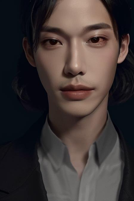 (masterpiece:1.2),(best_quality:1.4),(highres:1.1),(ultra-detailed:1.2),1 man,korean,good_shoulder,fashion_model,model_pose,(black male perm hair),(eye close-up),model,(handsome) <lora:cyw2:0.8>,Clear eyes,Men's Hairstyle,black eyes,