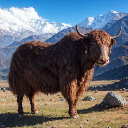 no_humans, brown yak,  horns, outdoors, solo, animal, rock, grass, cloud, snow  mountain,
best quality, 8k, masterpiece <lora:yak_v1:0.75>